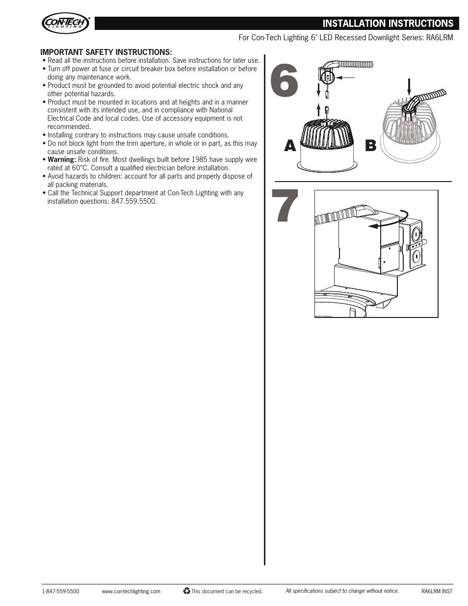 ConTech Lighting RA6LRM User Manual | Page 2 / 2