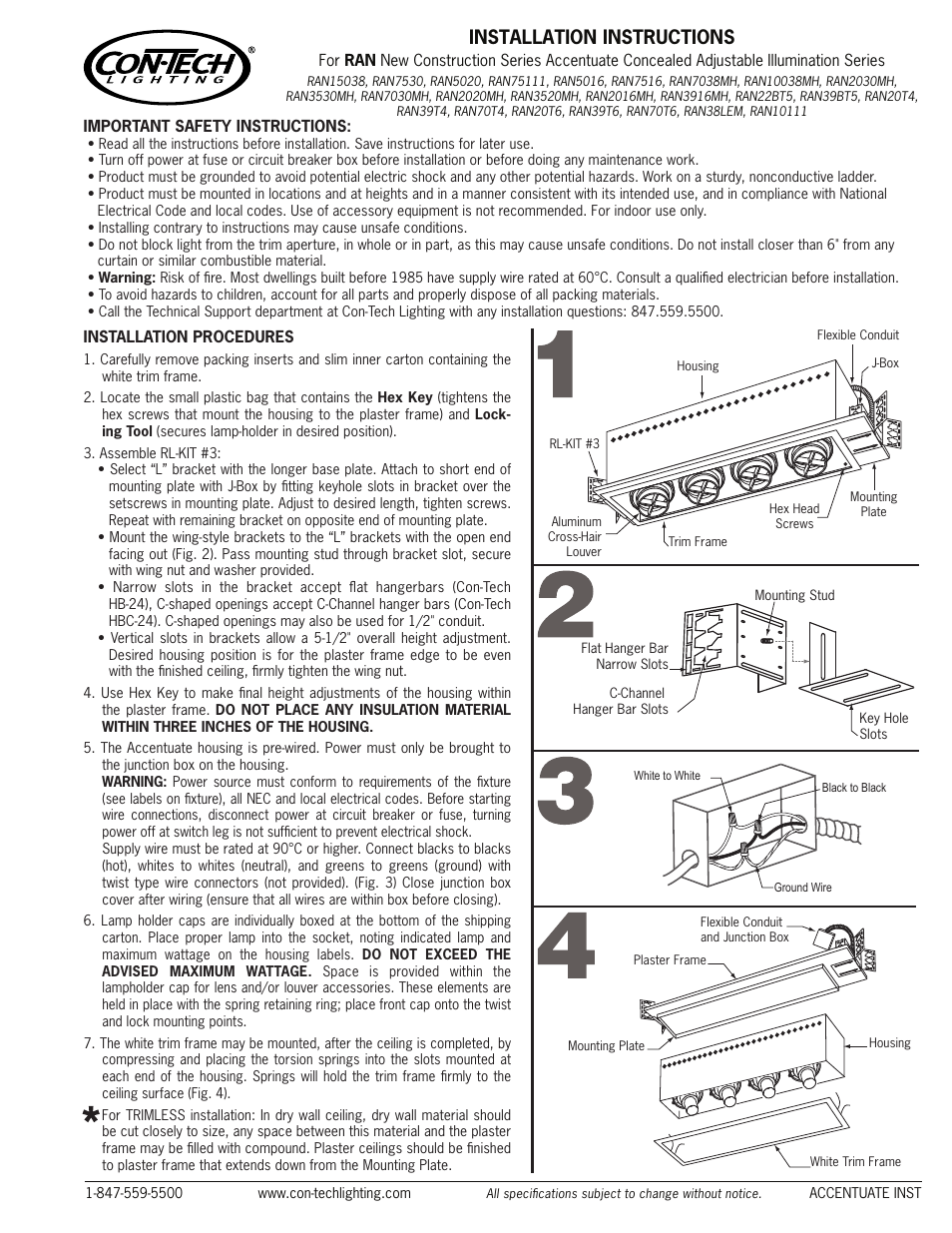 ConTech Lighting RAN15038 User Manual | 1 page