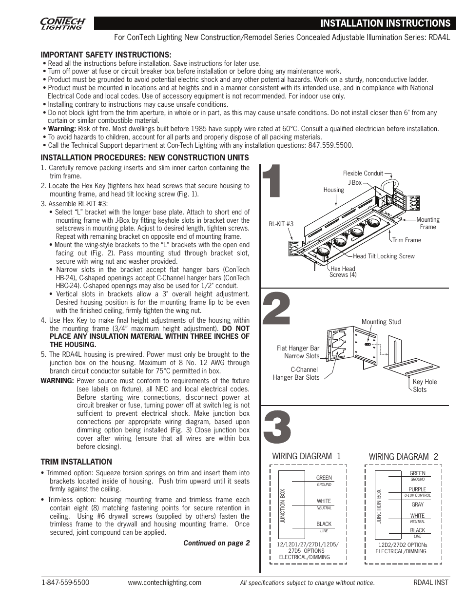 ConTech Lighting RDA4L User Manual | 2 pages