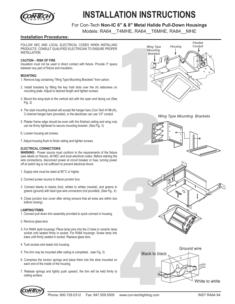 ConTech Lighting RA64(20/39/70)T6MHE User Manual | 1 page