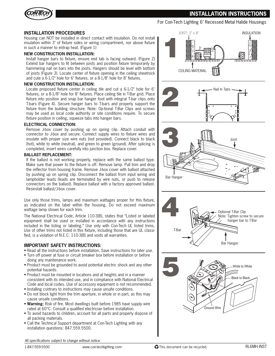 ConTech Lighting RL6 MH-M User Manual | 1 page