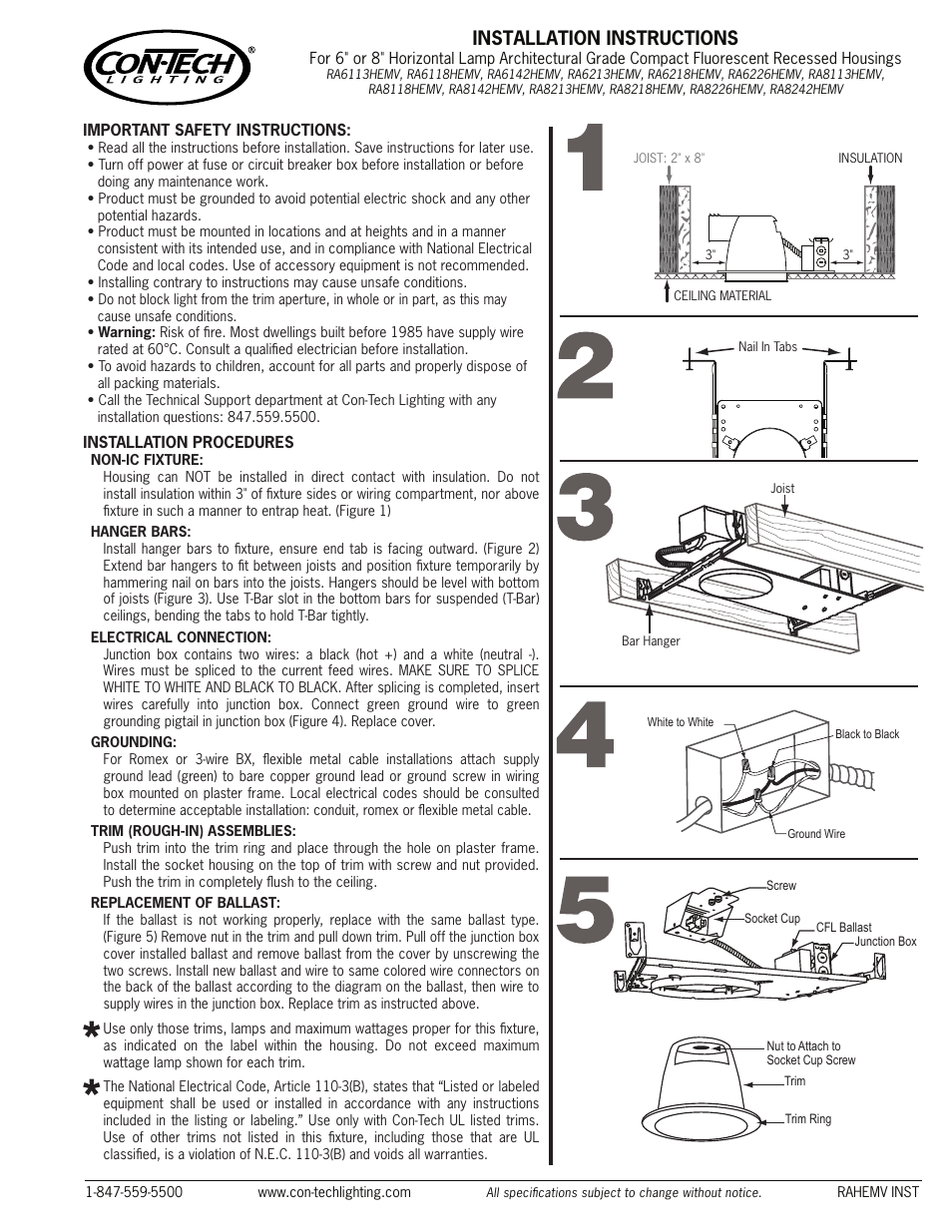 ConTech Lighting RA6142HEMVR User Manual | 1 page