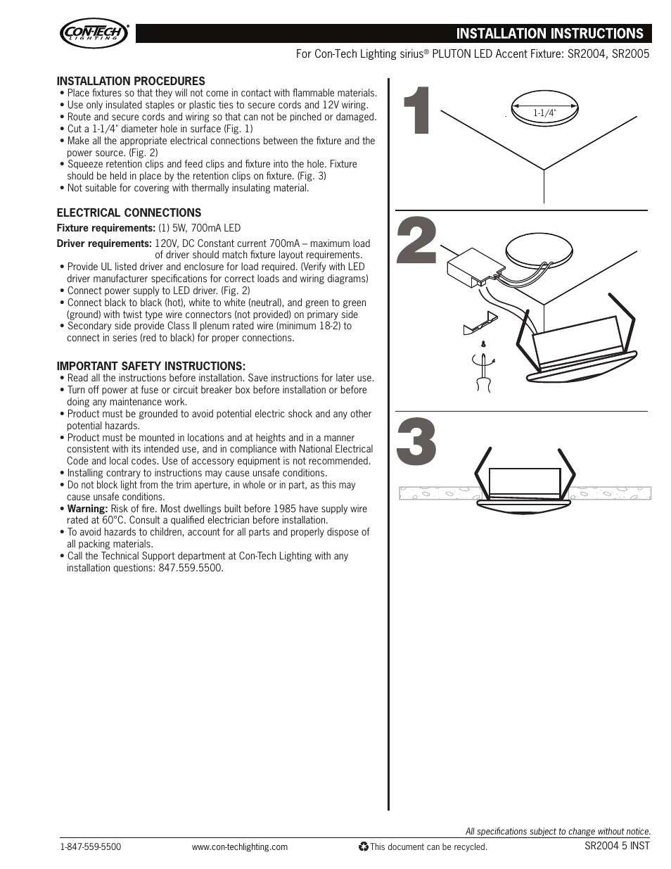 ConTech Lighting SR2004 User Manual | 1 page