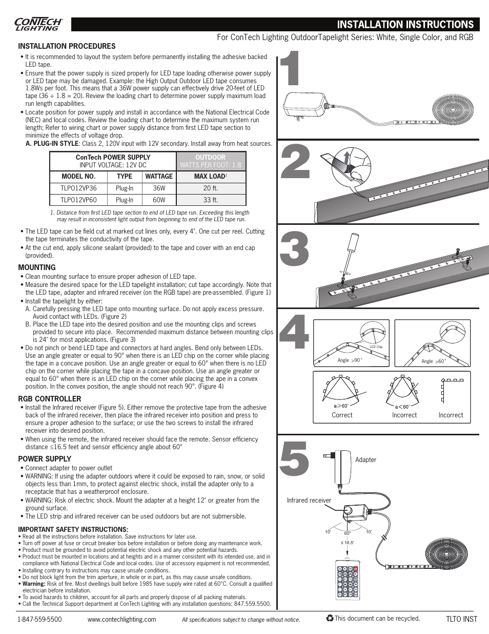 ConTech Lighting TLTO12V2 16CR User Manual | 1 page
