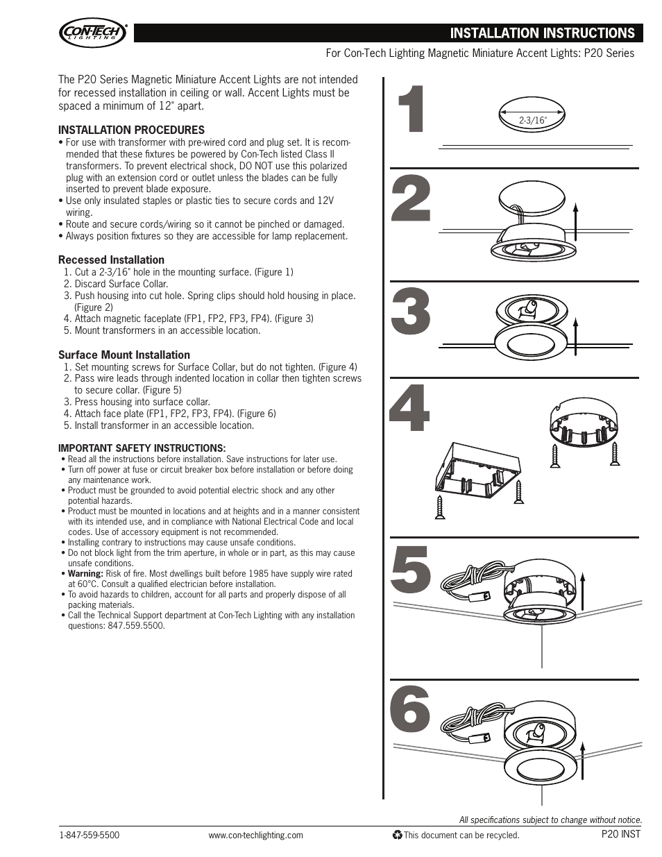 ConTech Lighting KP20FP User Manual | 1 page