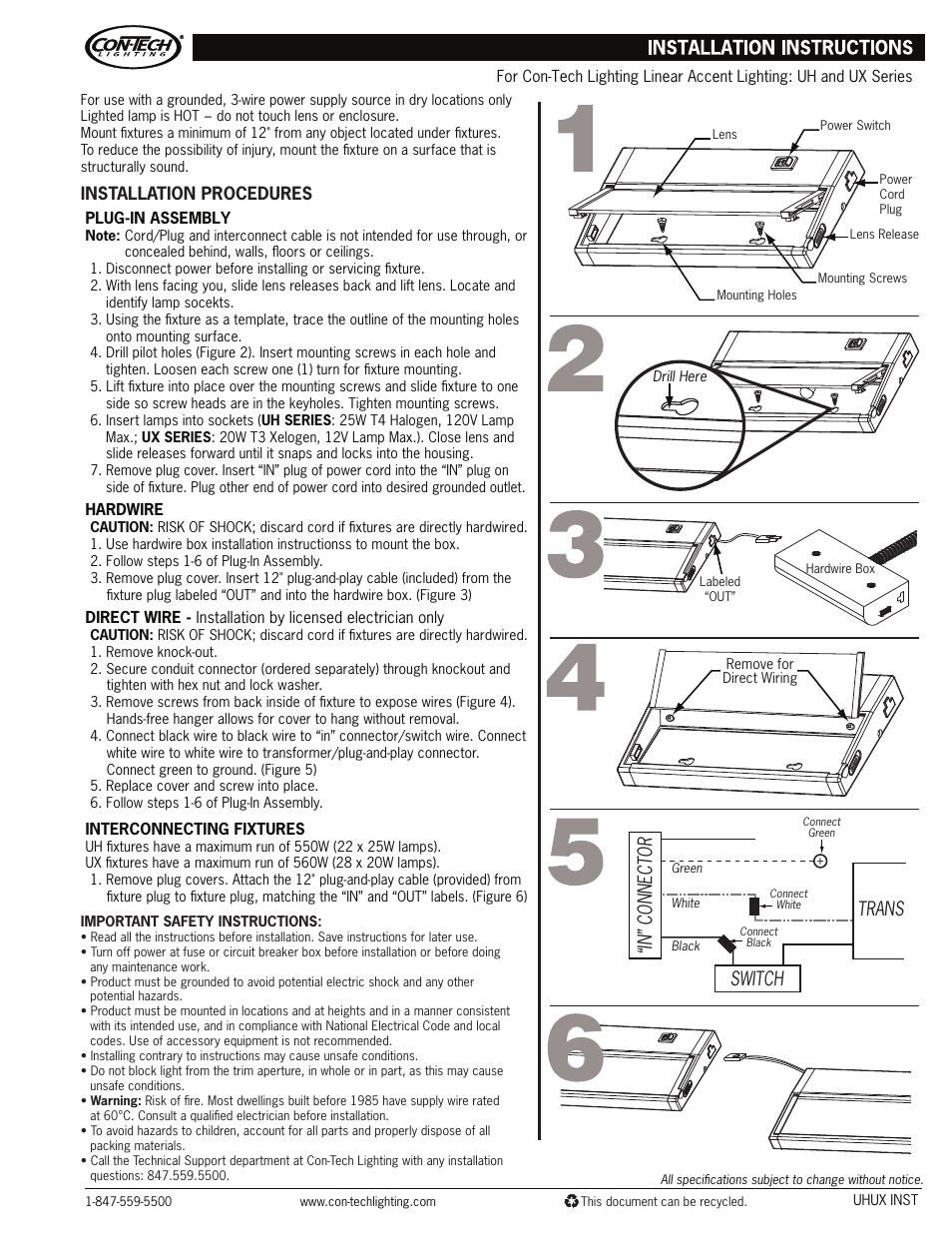 ConTech Lighting UH Series User Manual | 1 page