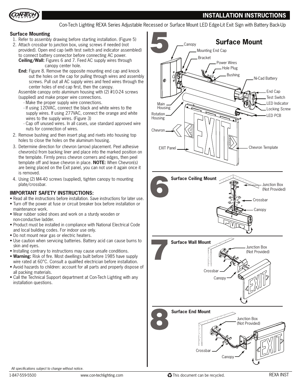 Surface mount | ConTech Lighting REXA User Manual | Page 2 / 2