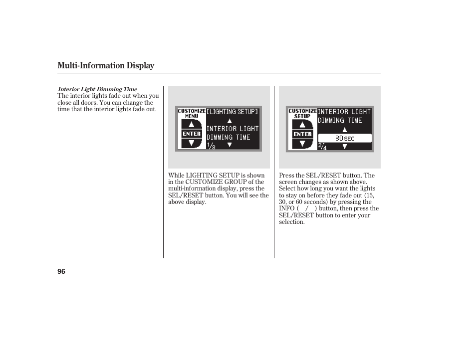 Multi-information display | Acura 2009 RDX User Manual | Page 102 / 434