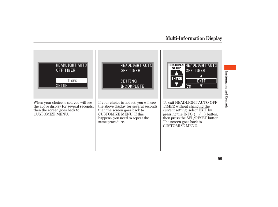 Multi-information display | Acura 2009 RDX User Manual | Page 105 / 434