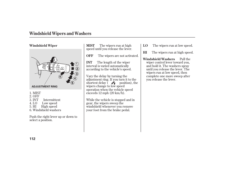Windshield wipers and washers | Acura 2009 RDX User Manual | Page 118 / 434
