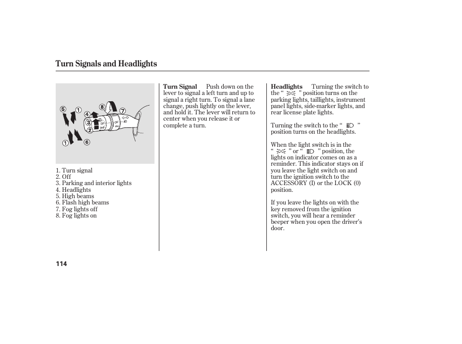 Turn signals and headlights | Acura 2009 RDX User Manual | Page 120 / 434