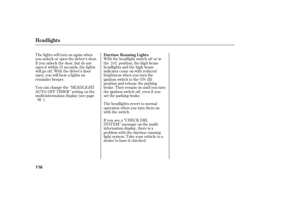 Headlights | Acura 2009 RDX User Manual | Page 122 / 434