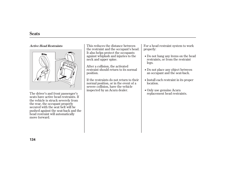 Seats | Acura 2009 RDX User Manual | Page 140 / 434