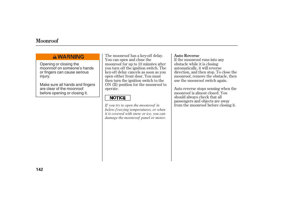 Moonroof | Acura 2009 RDX User Manual | Page 148 / 434