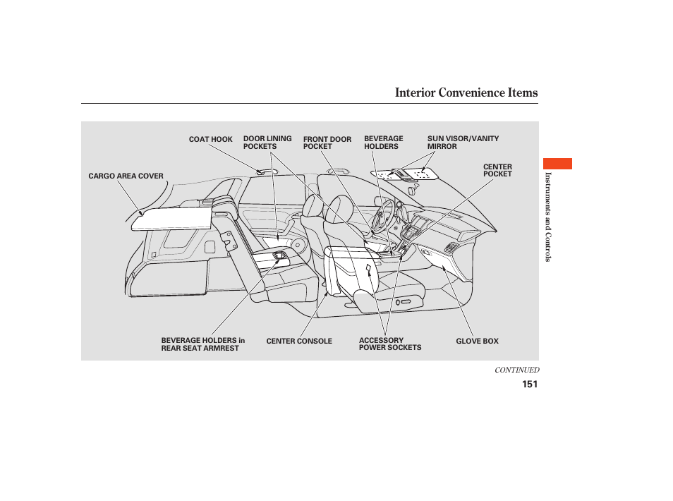 Interior convenience items | Acura 2009 RDX User Manual | Page 157 / 434
