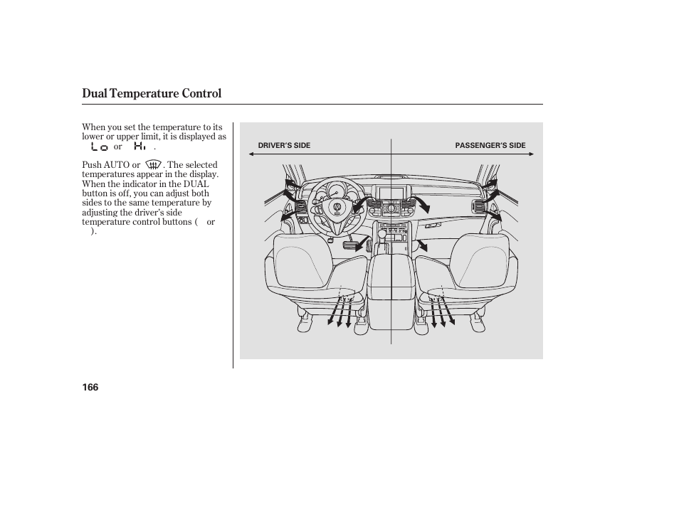 Dual temperature control | Acura 2009 RDX User Manual | Page 172 / 434