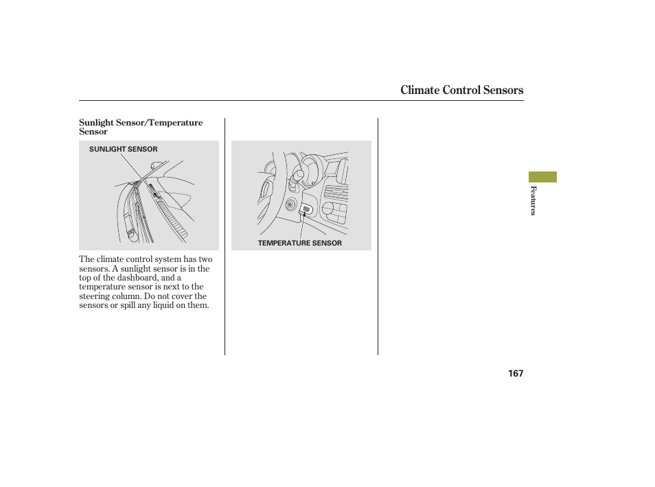Climate control sensors | Acura 2009 RDX User Manual | Page 173 / 434