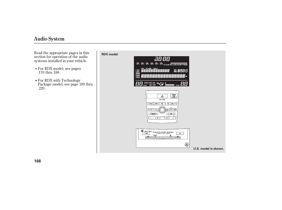 Audio system | Acura 2009 RDX User Manual | Page 174 / 434