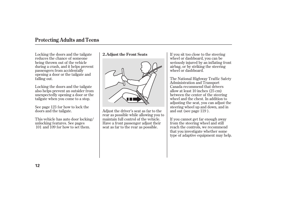 Protecting adults and teens | Acura 2009 RDX User Manual | Page 18 / 434