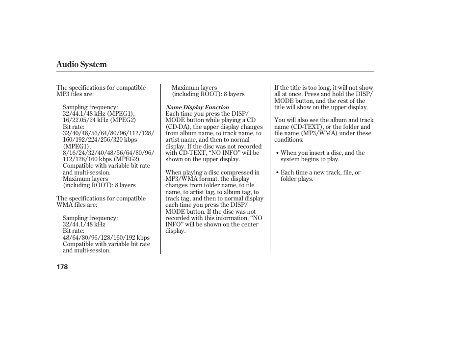Audio system | Acura 2009 RDX User Manual | Page 184 / 434