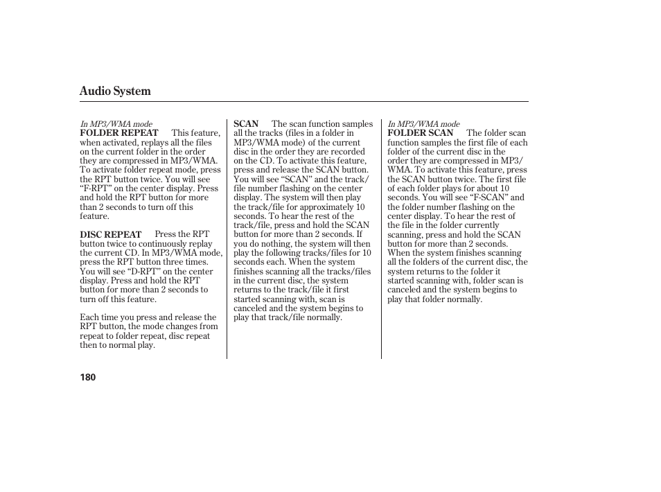 Audio system | Acura 2009 RDX User Manual | Page 186 / 434