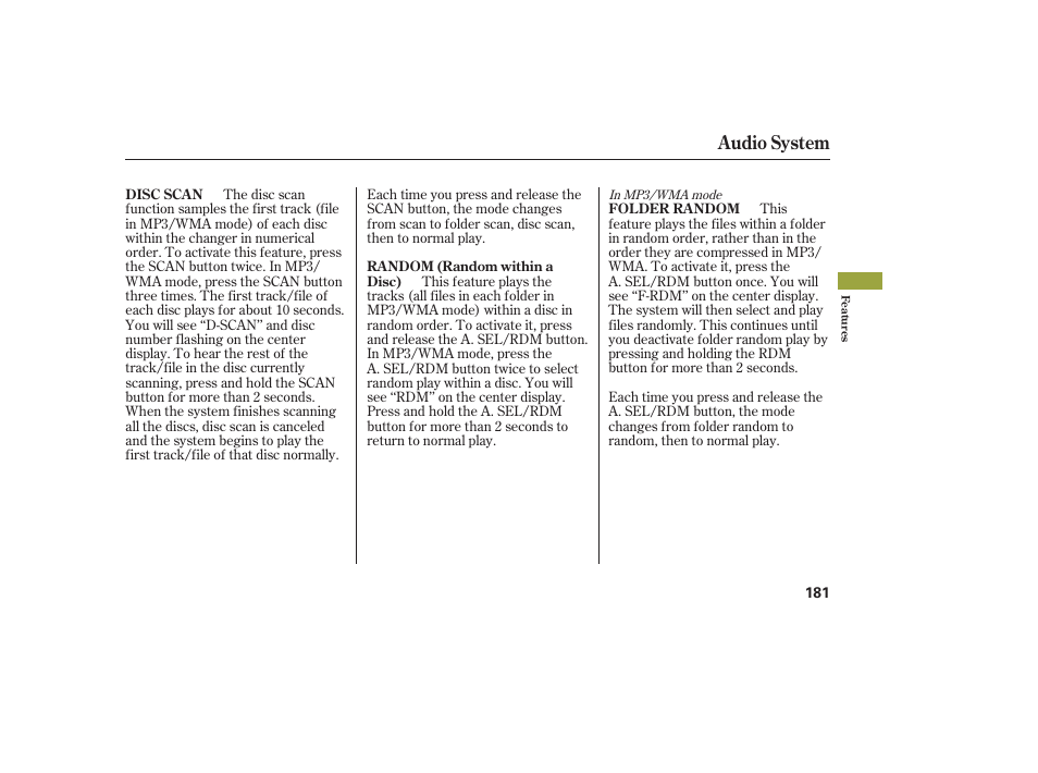 Audio system | Acura 2009 RDX User Manual | Page 187 / 434