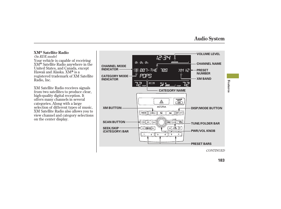 Audio system | Acura 2009 RDX User Manual | Page 189 / 434