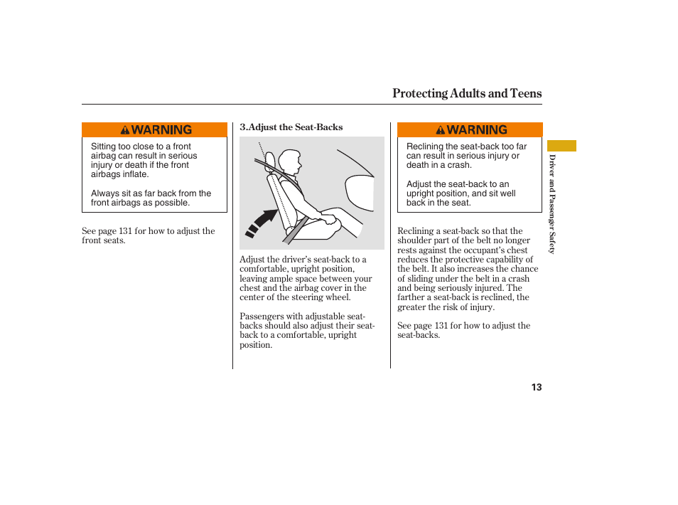 Protecting adults and teens | Acura 2009 RDX User Manual | Page 19 / 434