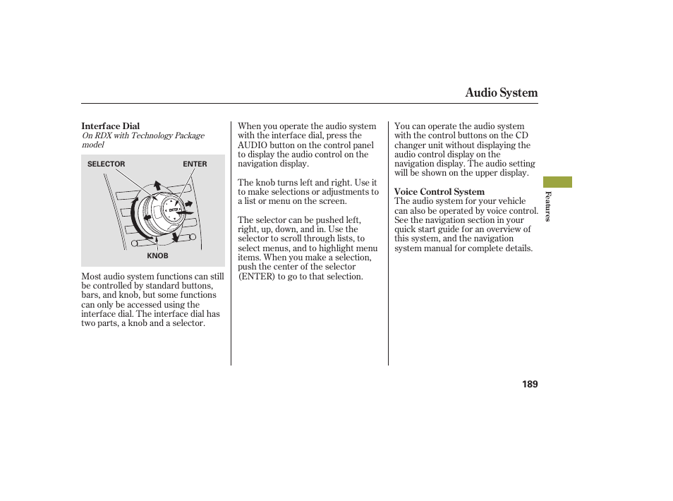 Audio system | Acura 2009 RDX User Manual | Page 195 / 434