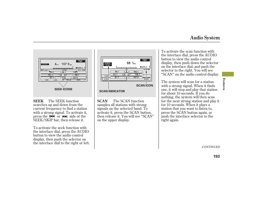 Audio system | Acura 2009 RDX User Manual | Page 199 / 434