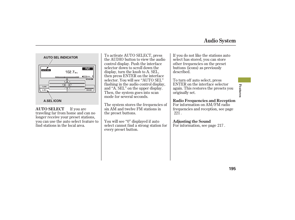 Audio system | Acura 2009 RDX User Manual | Page 201 / 434