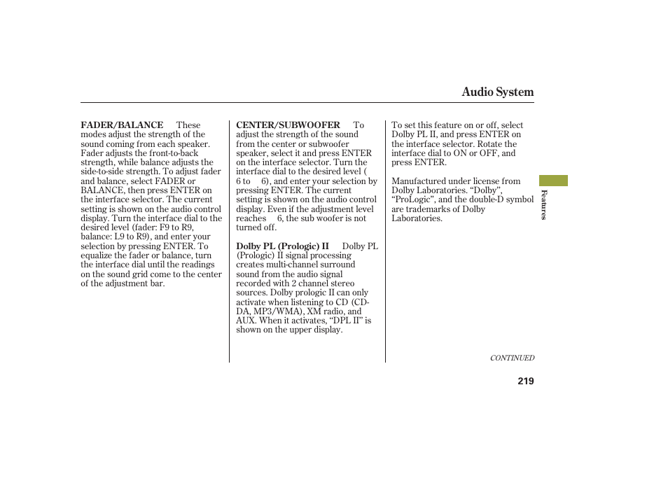 Audio system | Acura 2009 RDX User Manual | Page 225 / 434