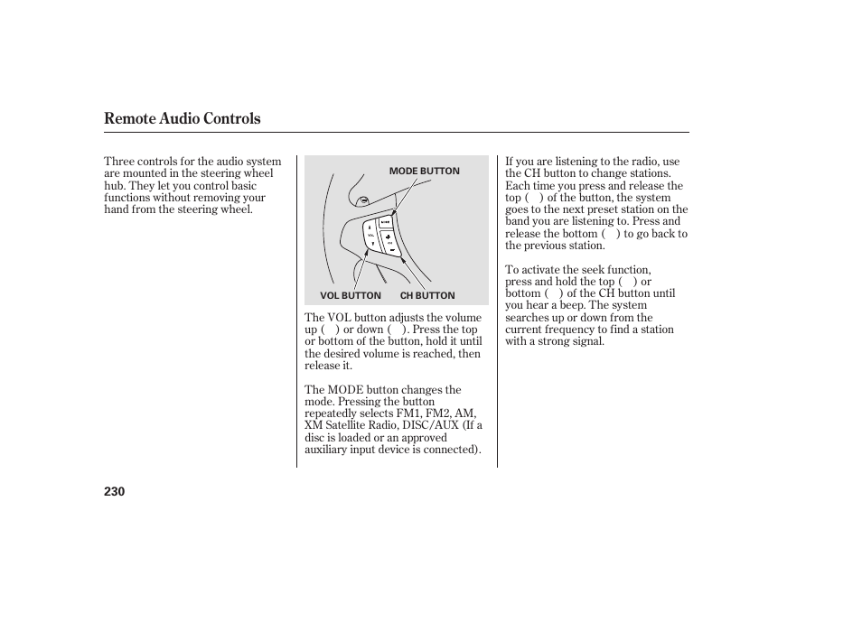 Remote audio controls | Acura 2009 RDX User Manual | Page 236 / 434
