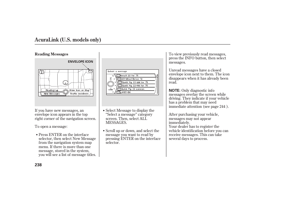 Acuralink (u.s. models only) | Acura 2009 RDX User Manual | Page 244 / 434
