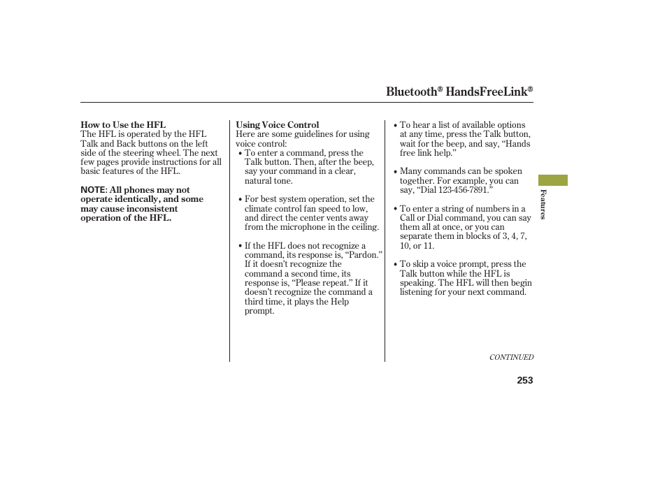 Bluetooth handsfreelink | Acura 2009 RDX User Manual | Page 259 / 434
