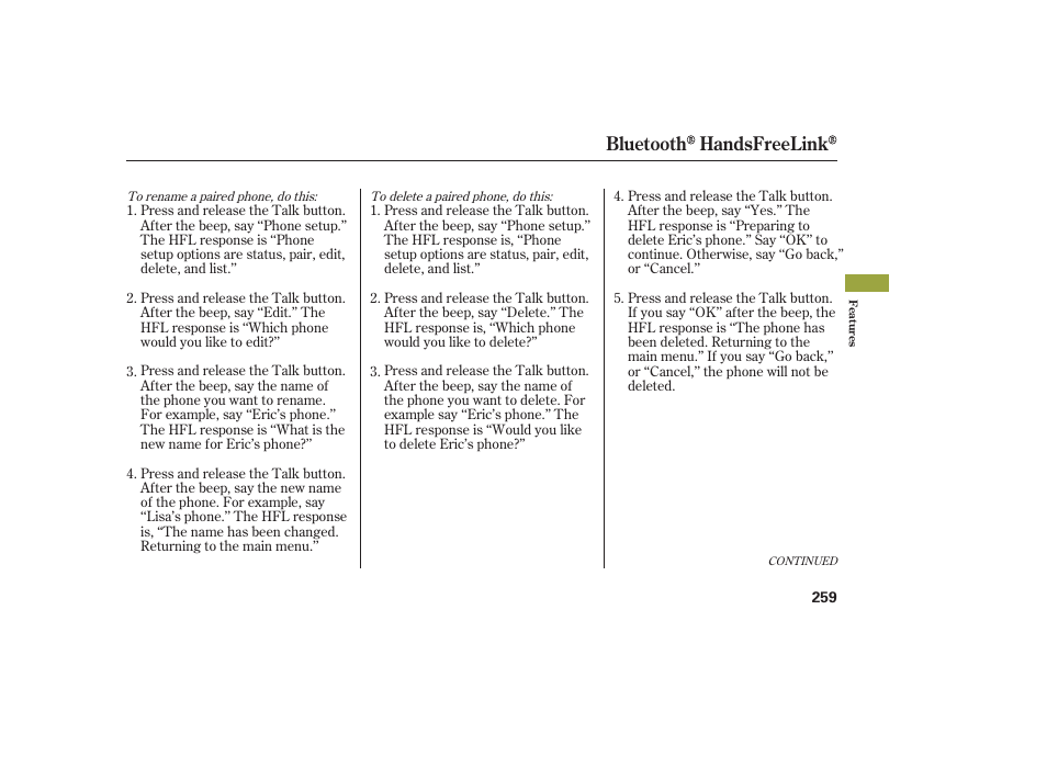 Bluetooth handsfreelink | Acura 2009 RDX User Manual | Page 265 / 434