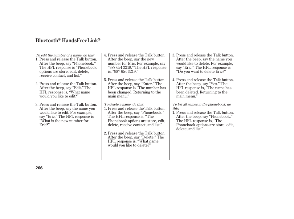 Bluetooth handsfreelink | Acura 2009 RDX User Manual | Page 272 / 434