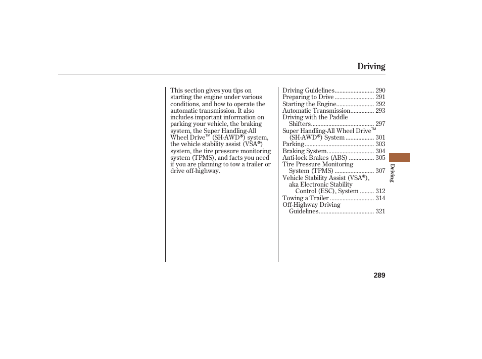 Driving | Acura 2009 RDX User Manual | Page 295 / 434