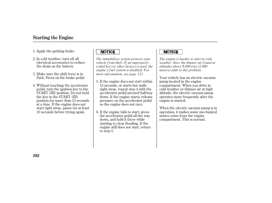 Starting the engine | Acura 2009 RDX User Manual | Page 298 / 434