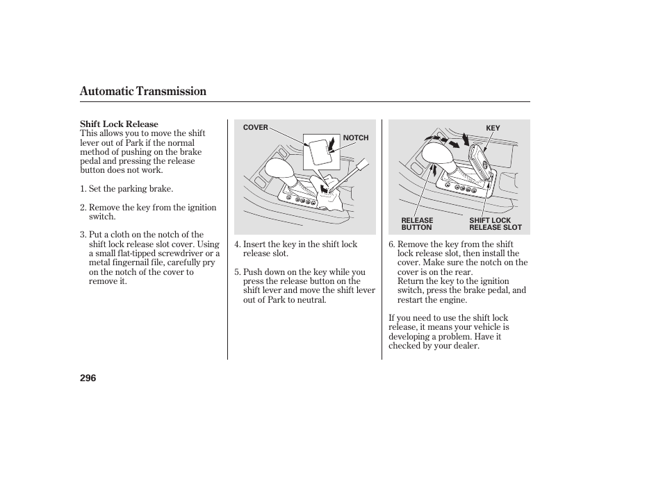 Automatic transmission | Acura 2009 RDX User Manual | Page 302 / 434