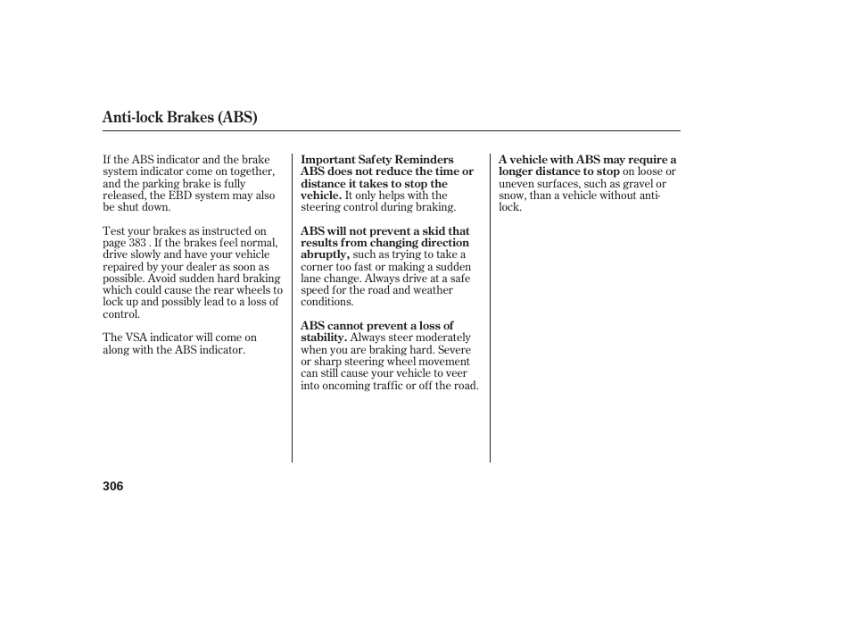 Anti-lock brakes (abs) | Acura 2009 RDX User Manual | Page 312 / 434