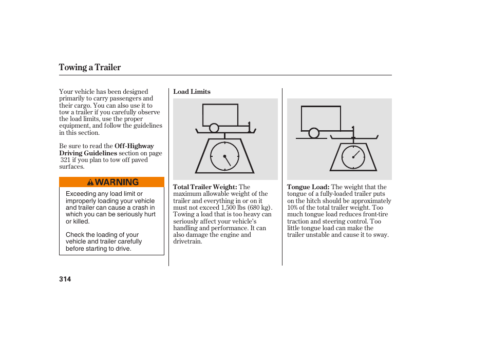 Towing a trailer | Acura 2009 RDX User Manual | Page 320 / 434