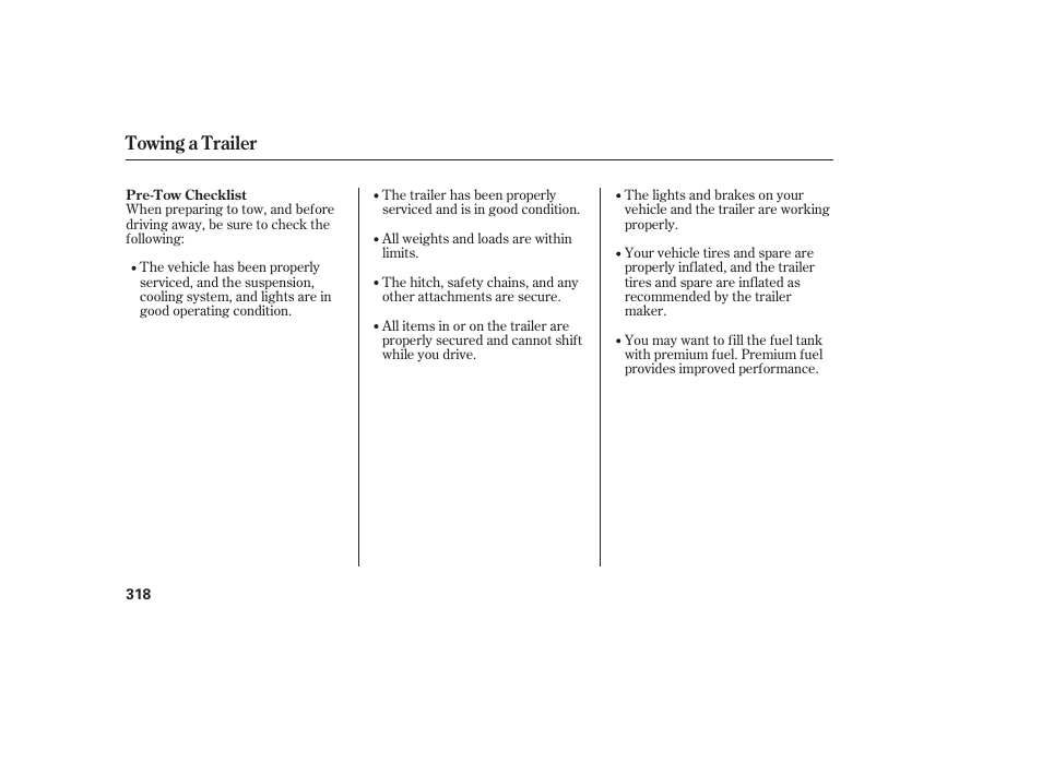Towing a trailer | Acura 2009 RDX User Manual | Page 324 / 434