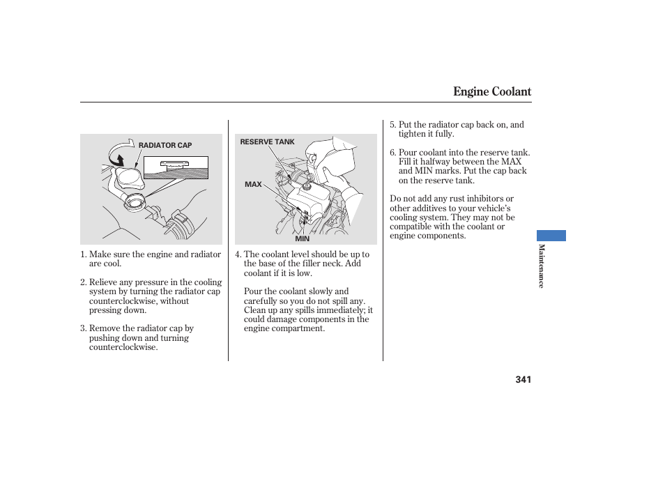 Engine coolant | Acura 2009 RDX User Manual | Page 347 / 434