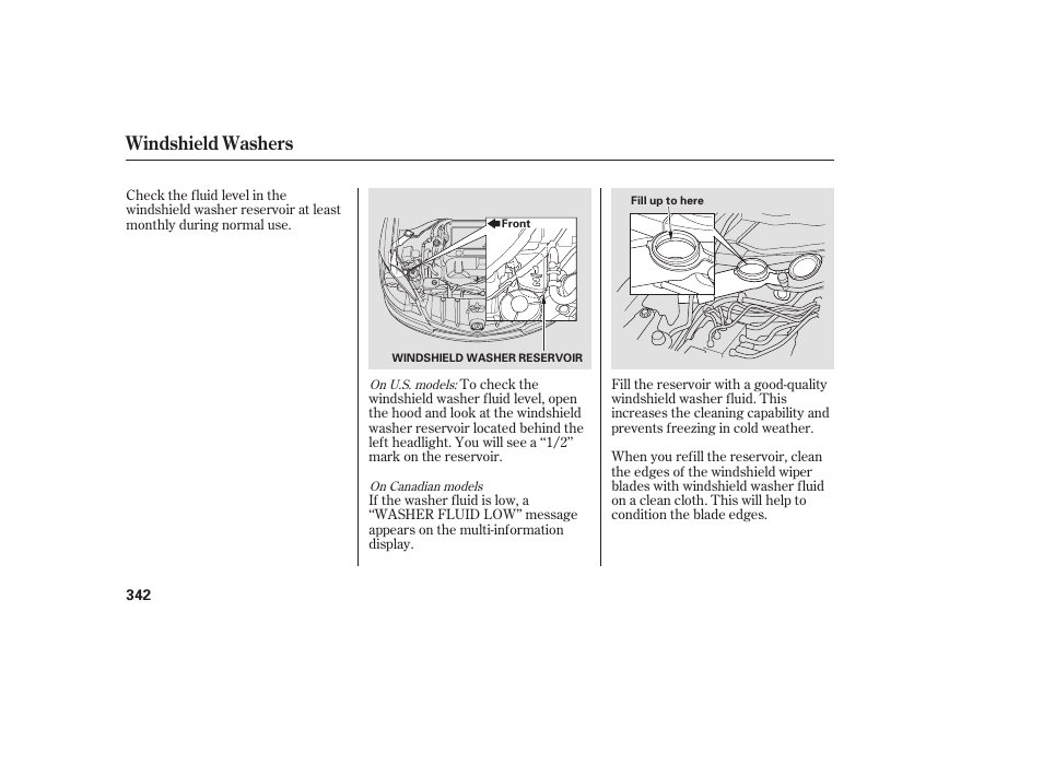Windshield washers | Acura 2009 RDX User Manual | Page 348 / 434