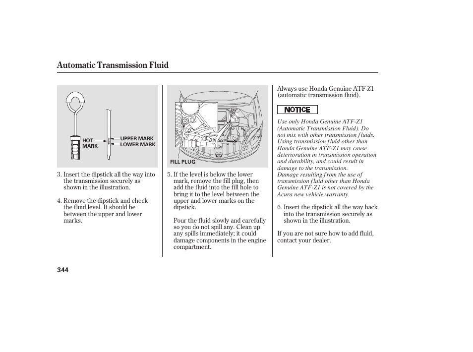 Automatic transmission fluid | Acura 2009 RDX User Manual | Page 350 / 434