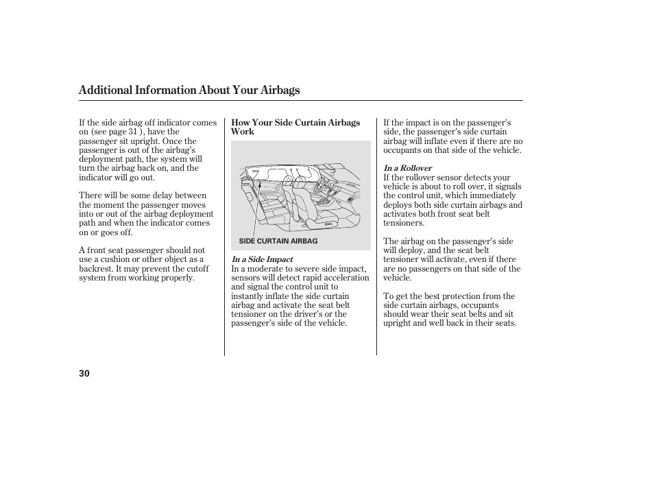 Additional information about your airbags | Acura 2009 RDX User Manual | Page 36 / 434