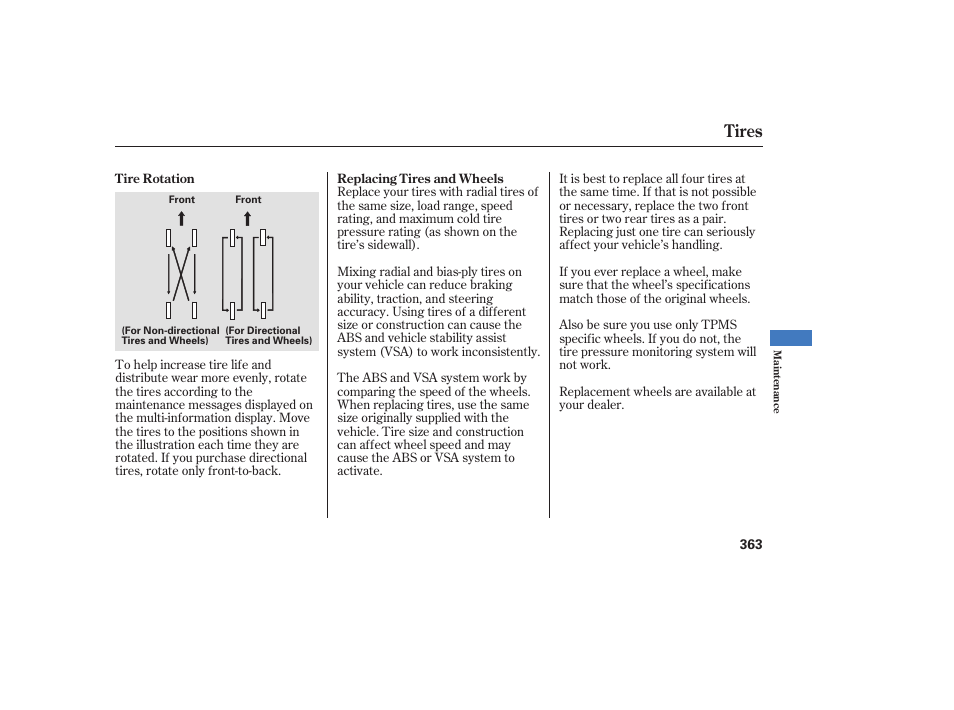 Tires | Acura 2009 RDX User Manual | Page 369 / 434