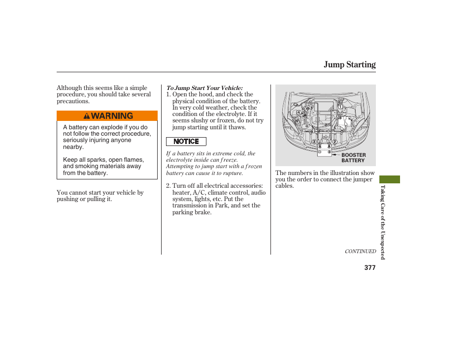 Jump starting | Acura 2009 RDX User Manual | Page 383 / 434