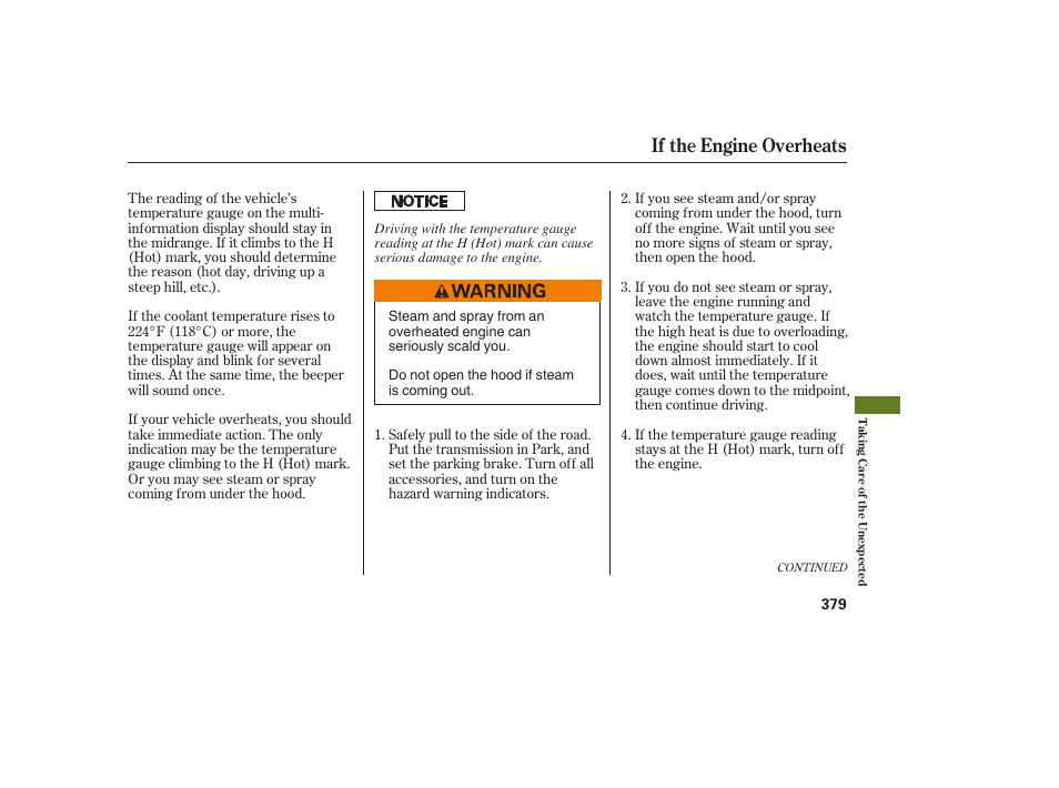 If the engine overheats | Acura 2009 RDX User Manual | Page 385 / 434